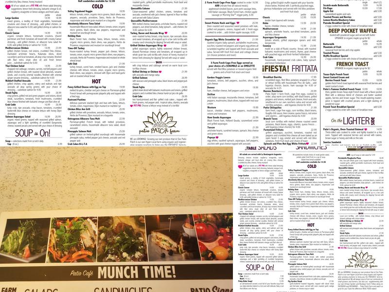 Patio Cafe Menu