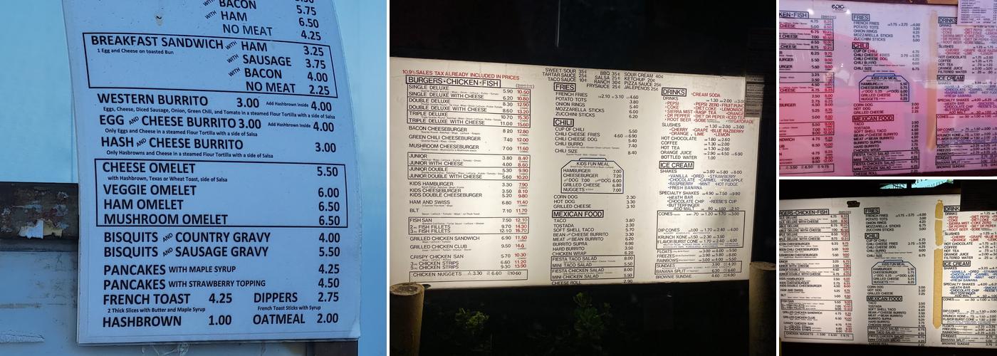 R D's Drive-In Menu