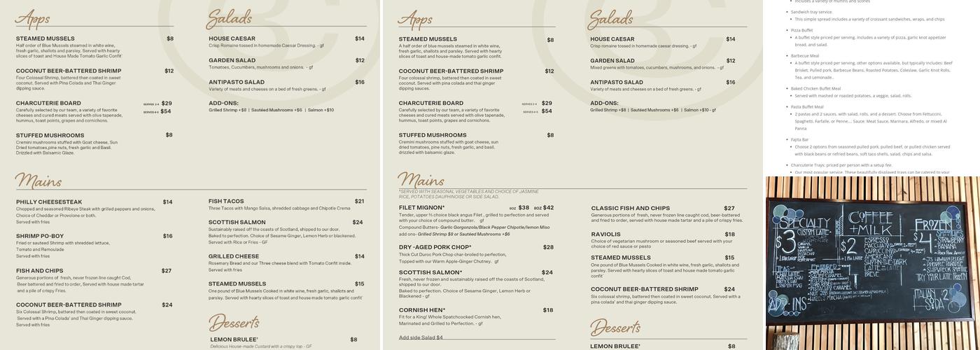 Basecamp Event Venue Menu