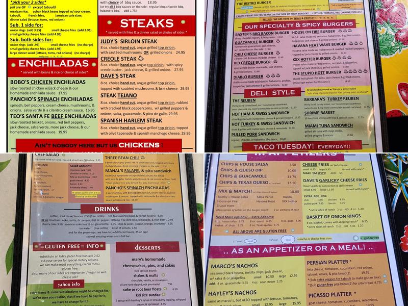 Sparky's Roadhouse Cafe Menu