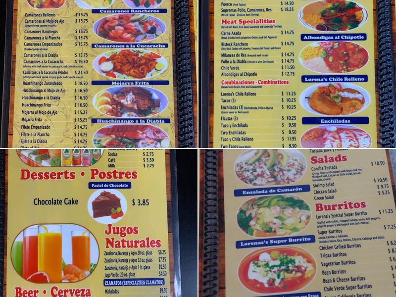 Lorena's Restaurant Menu