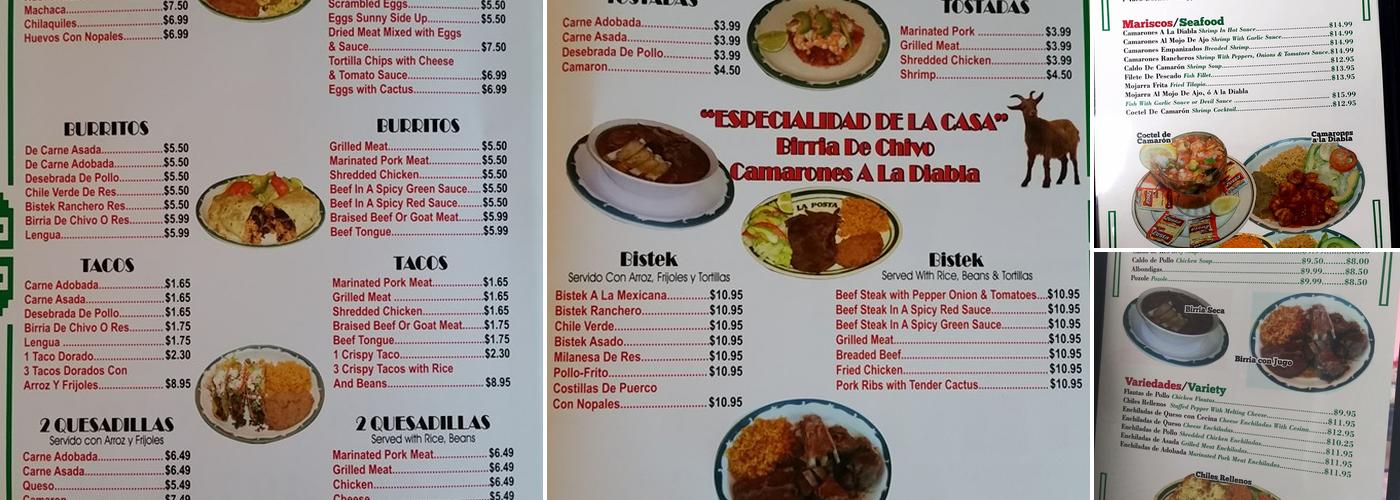 La Posta Restaurant Menu