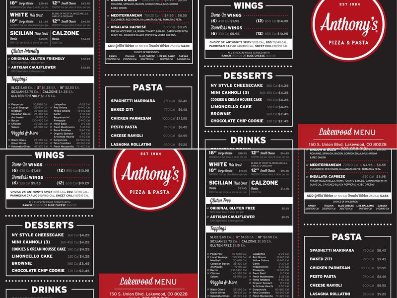 Anthony's Pizza & Pasta Menu