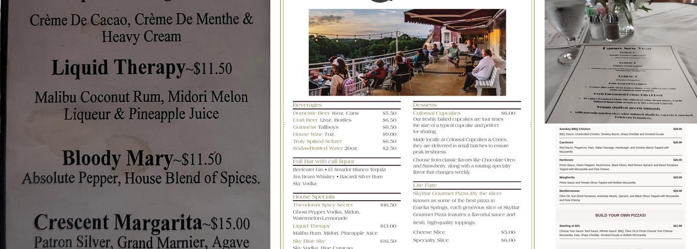 Crystal Dining Room Menu