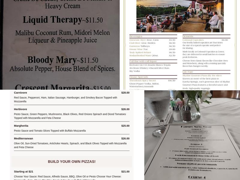 Crystal Dining Room Menu