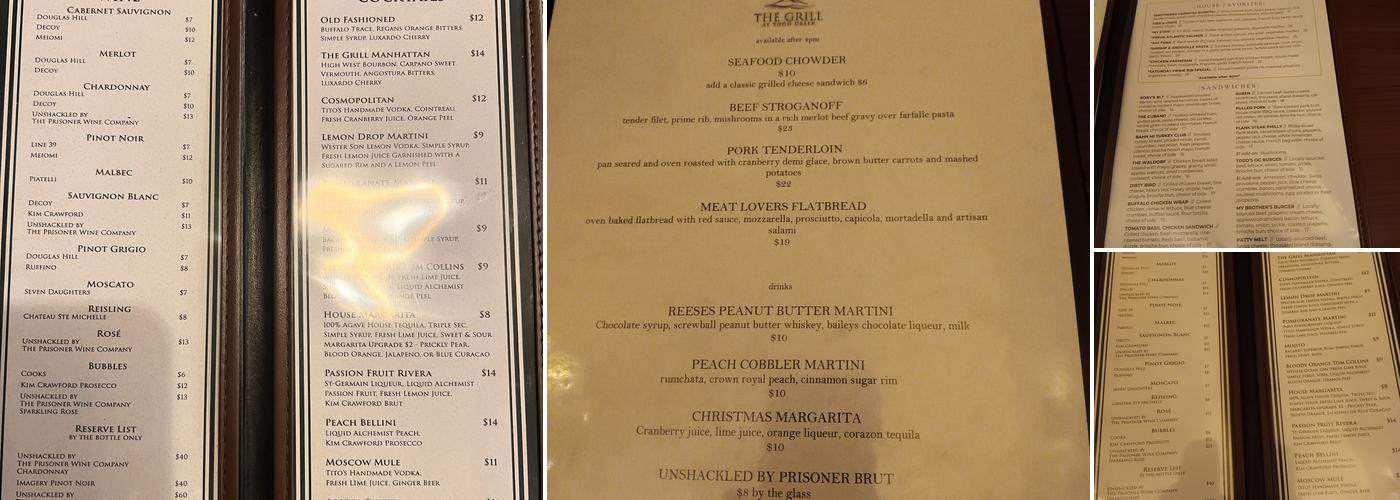 Zingers Bar & Grill Menu