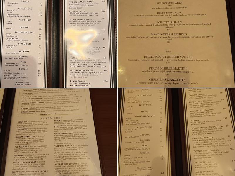 Zingers Bar & Grill Menu