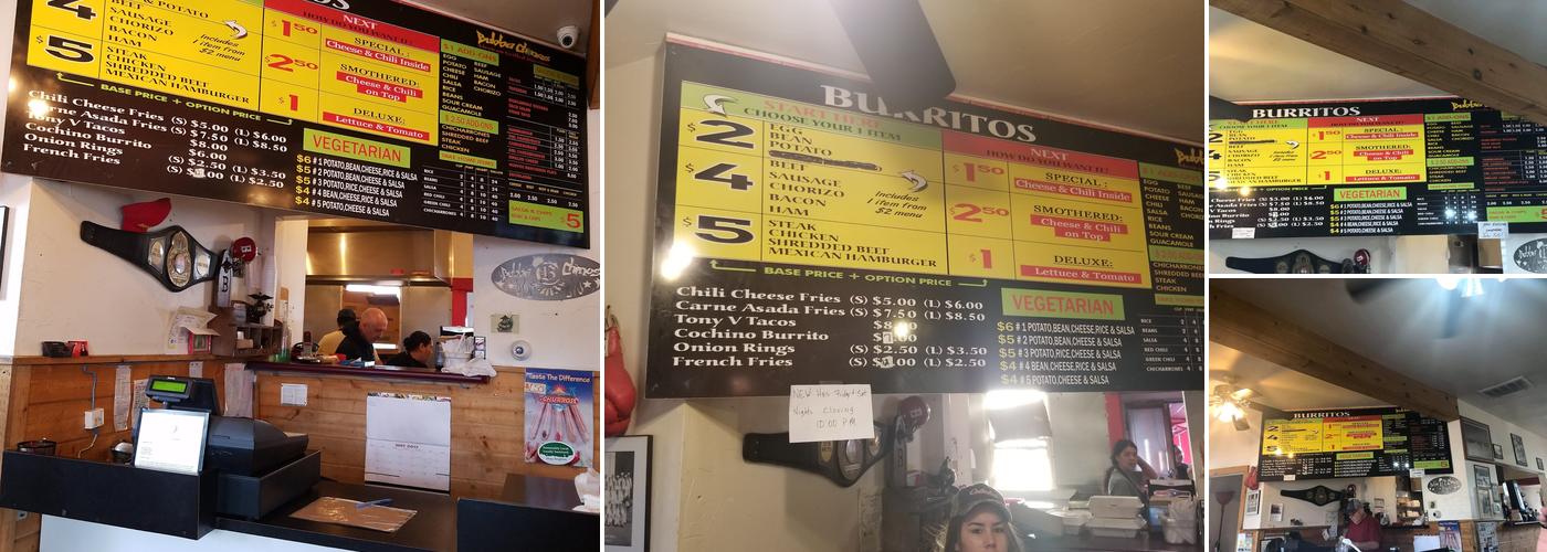 Bubba Chinos Menu