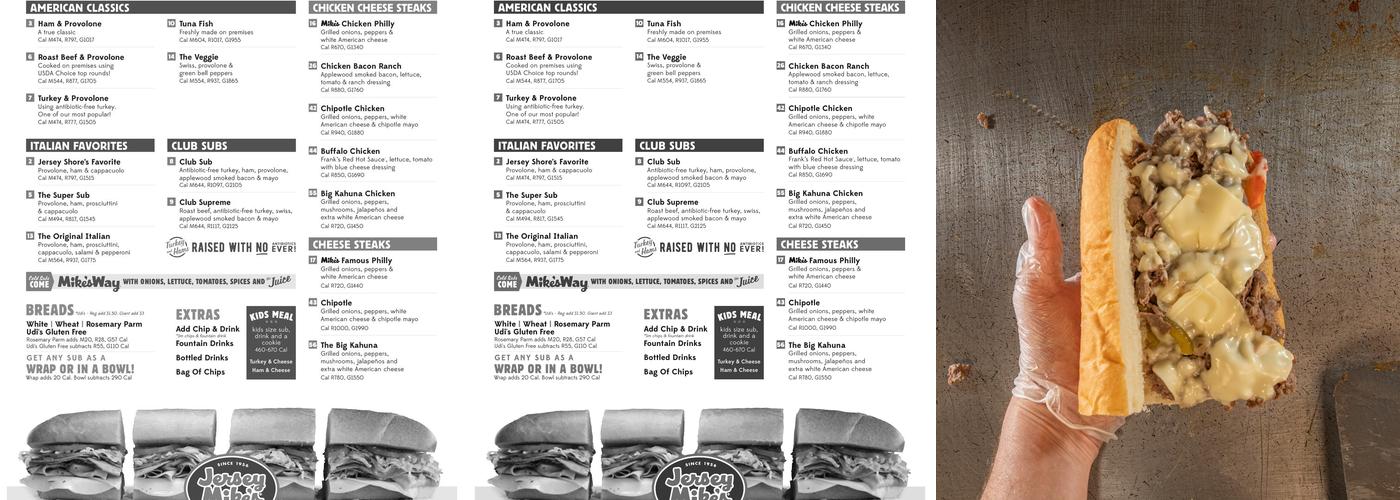 Jersey Mike's Subs Menu