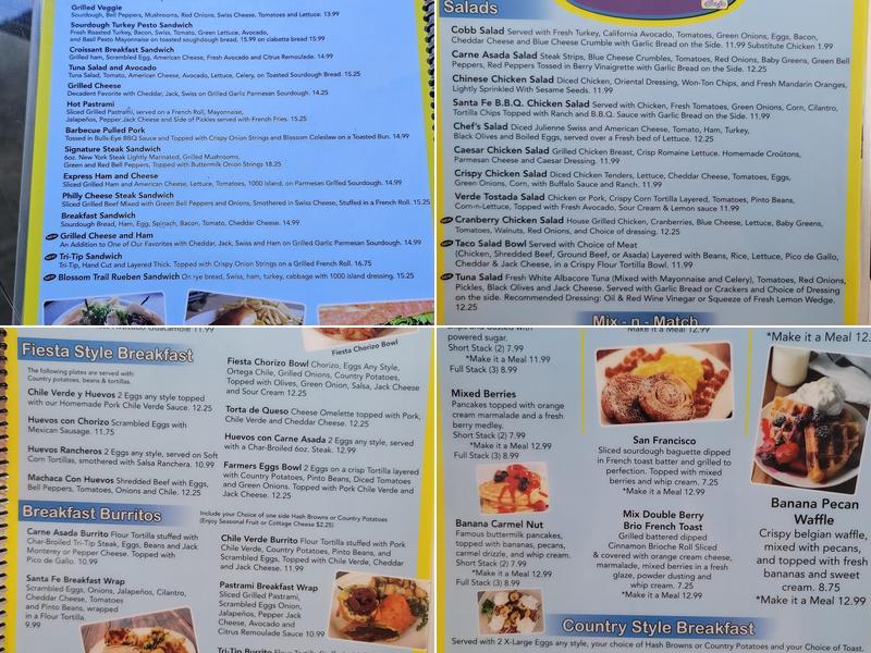 Blossom Trail Cafe Menu