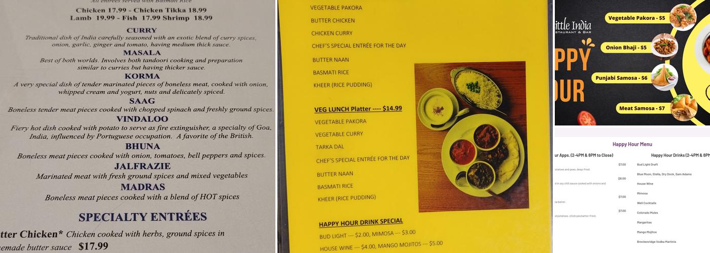 Little India Restaurant and Bar Menu