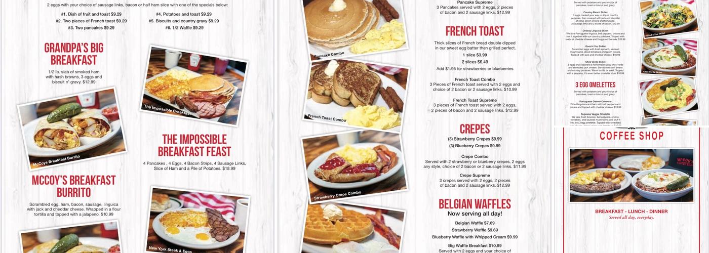 McCoy's Coffee Shop Fresno Menu