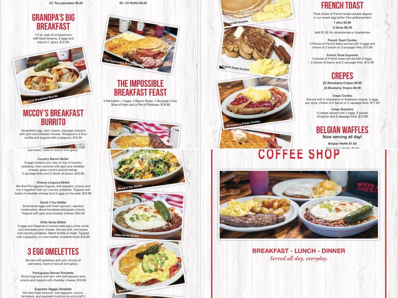 McCoy's Coffee Shop Fresno Menu