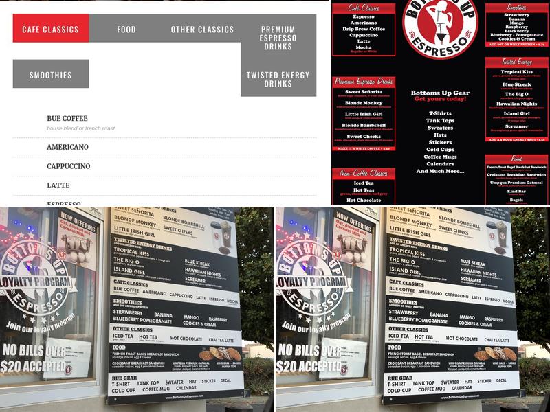 Bottoms Up Espresso Menu