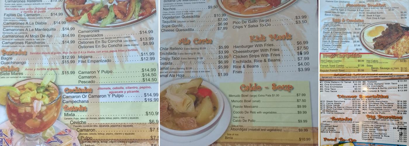 Colima's Menu