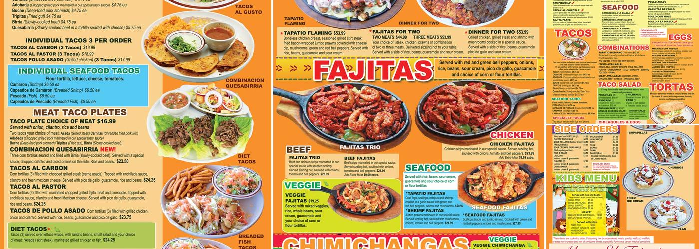 El Tapatio Menu