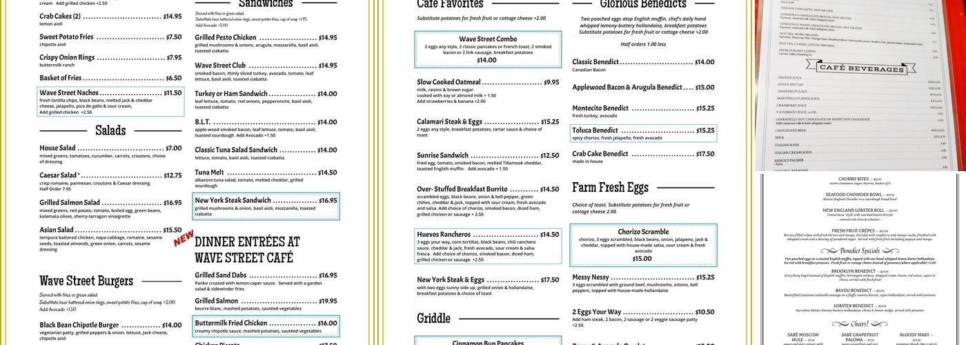 Wave Street Cafe Menu