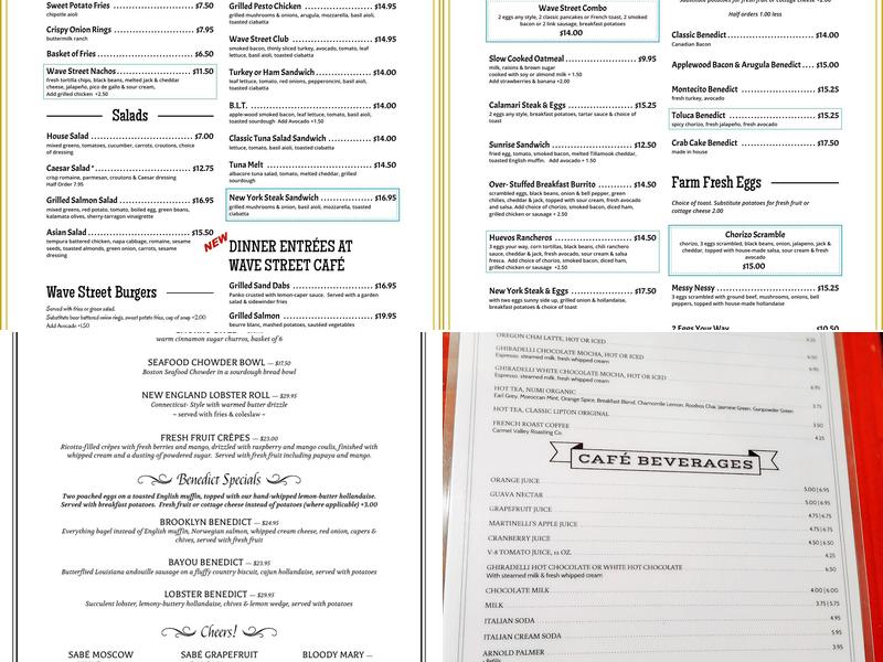 Wave Street Cafe Menu