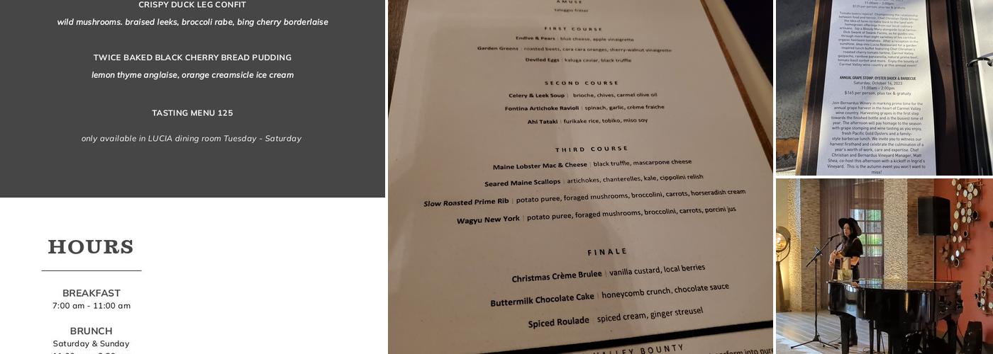 Lucia Restaurant & Bar Menu