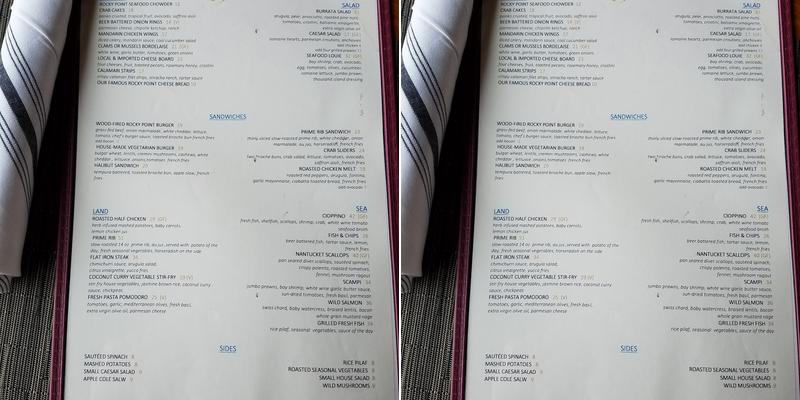 Rocky Point Restaurant Menu