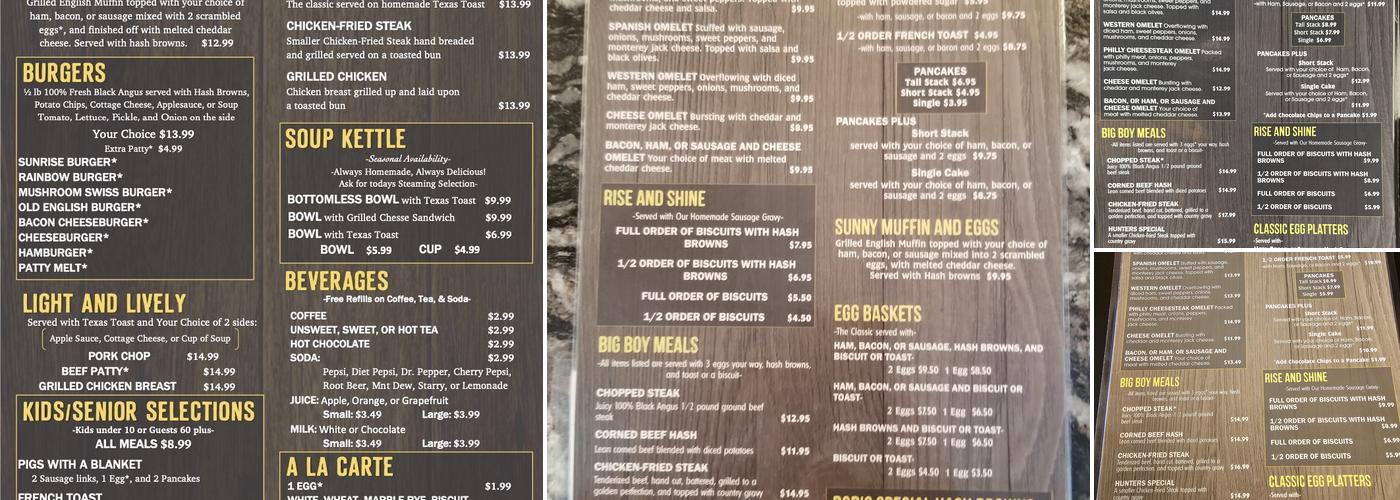 Hungry Hunter Restaurant Menu