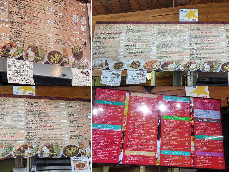 Taqueria Zarape Menu