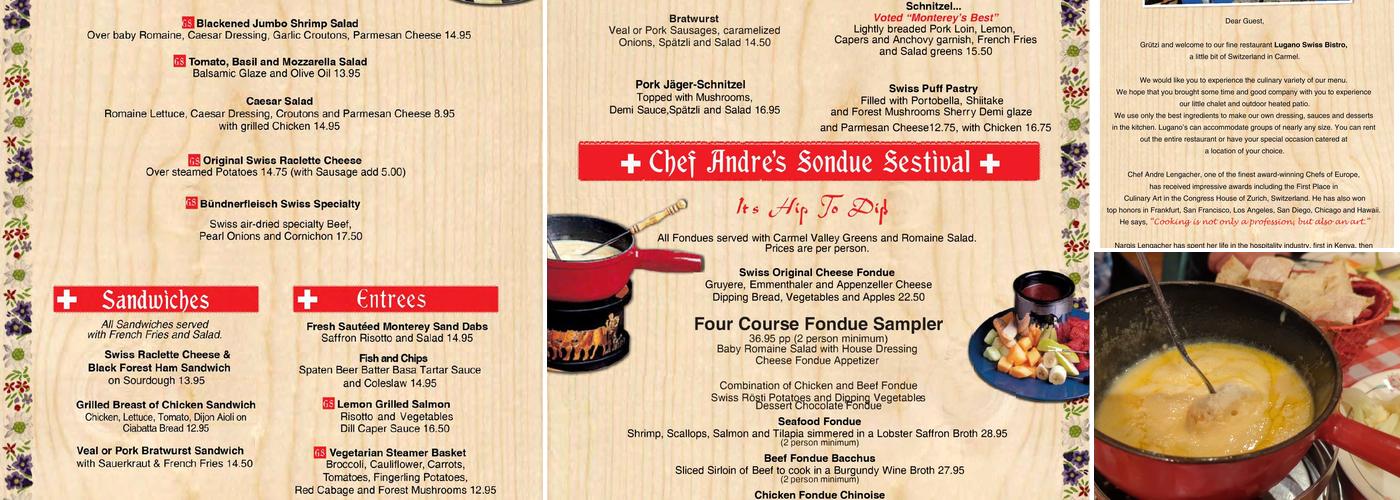 Lugano Swiss Bistro Menu