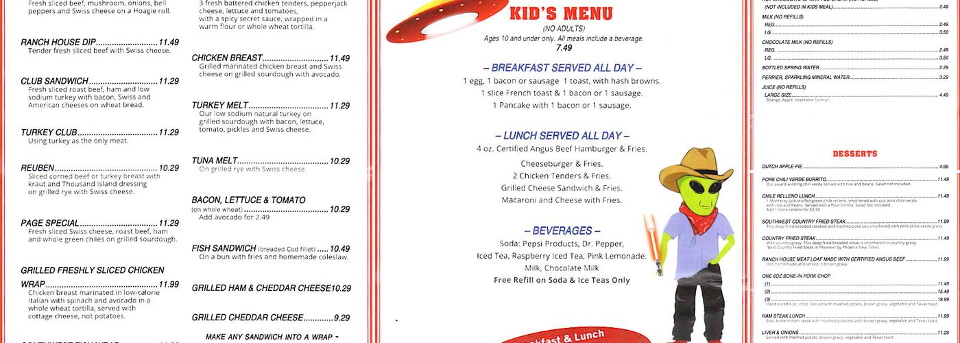 Ranch House Grille Menu