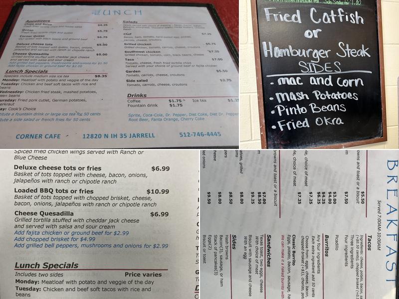 Corner Cafe Menu
