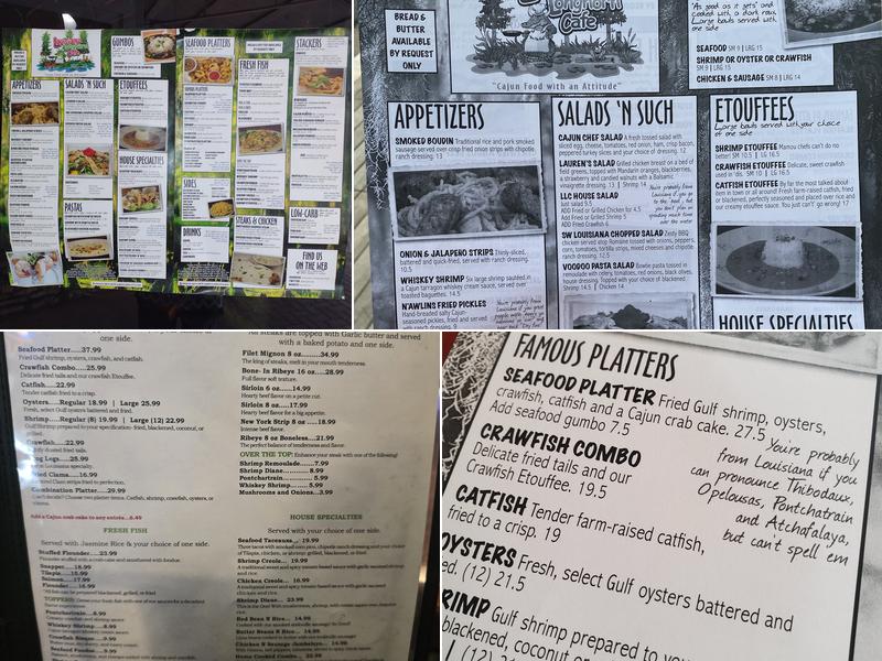 The Louisiana Longhorn Cafe Menu