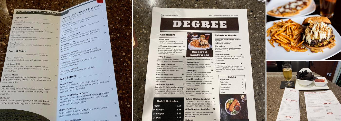 Degree Brewpub Menu