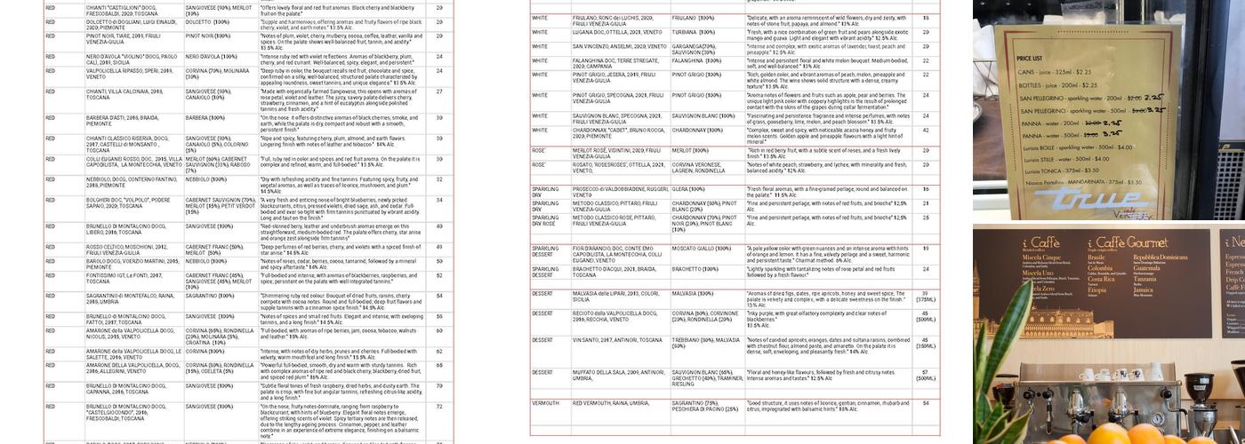 Cafe Venetia - Train Station Menu