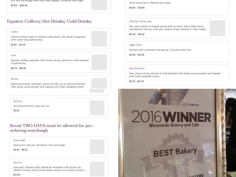 Moonside Bakery & Cafe Menu