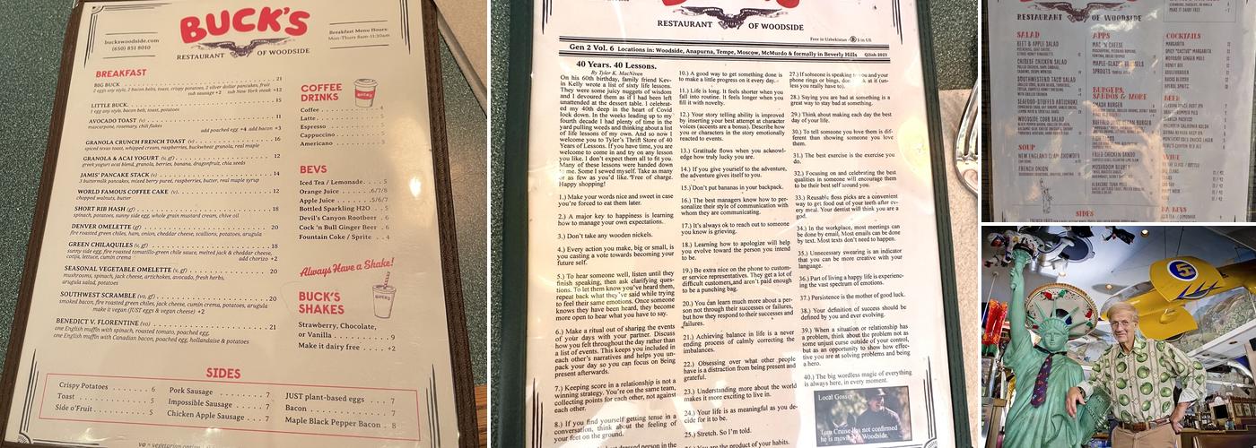 Buck’s Restaurant Menu