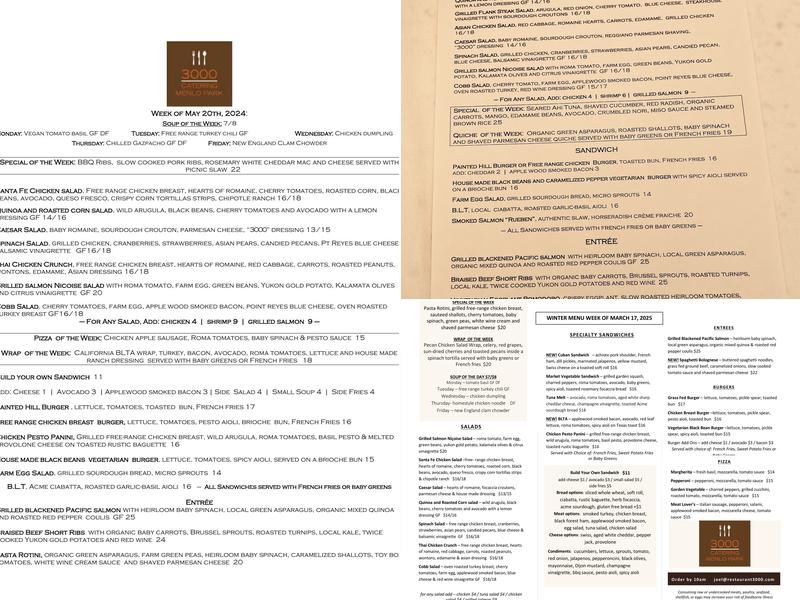 Restaurant 3000 Menu