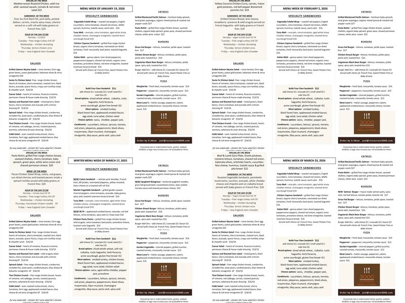 Restaurant 3000 Menu