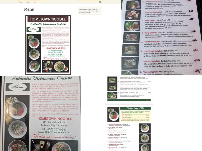 Hometown Noodle Restaurant Menu