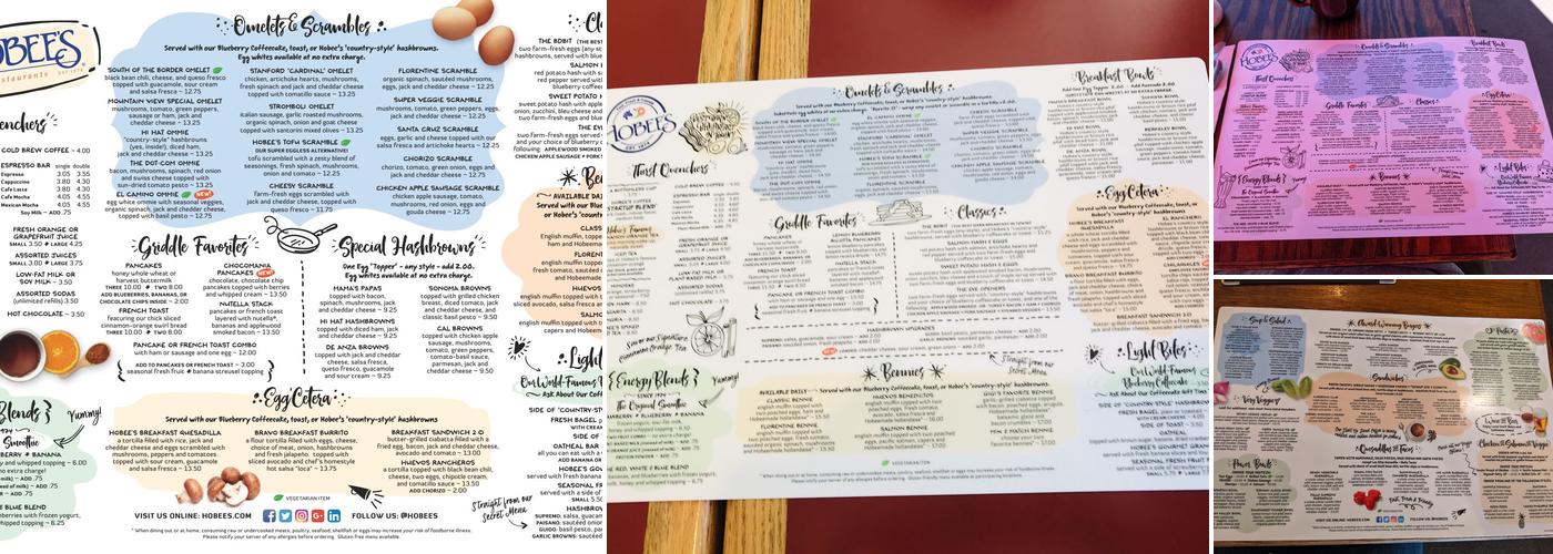 Hobee’s Menu