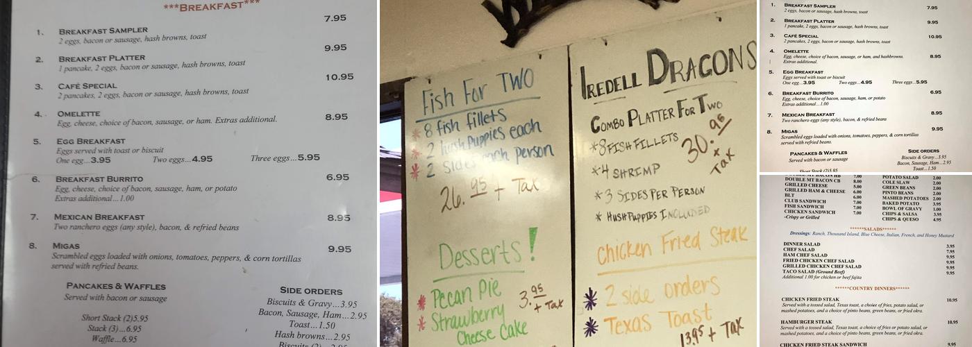 Iredell Cafe Menu