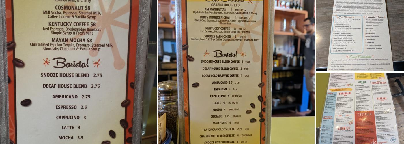 Snooze, an A.M. Eatery Menu