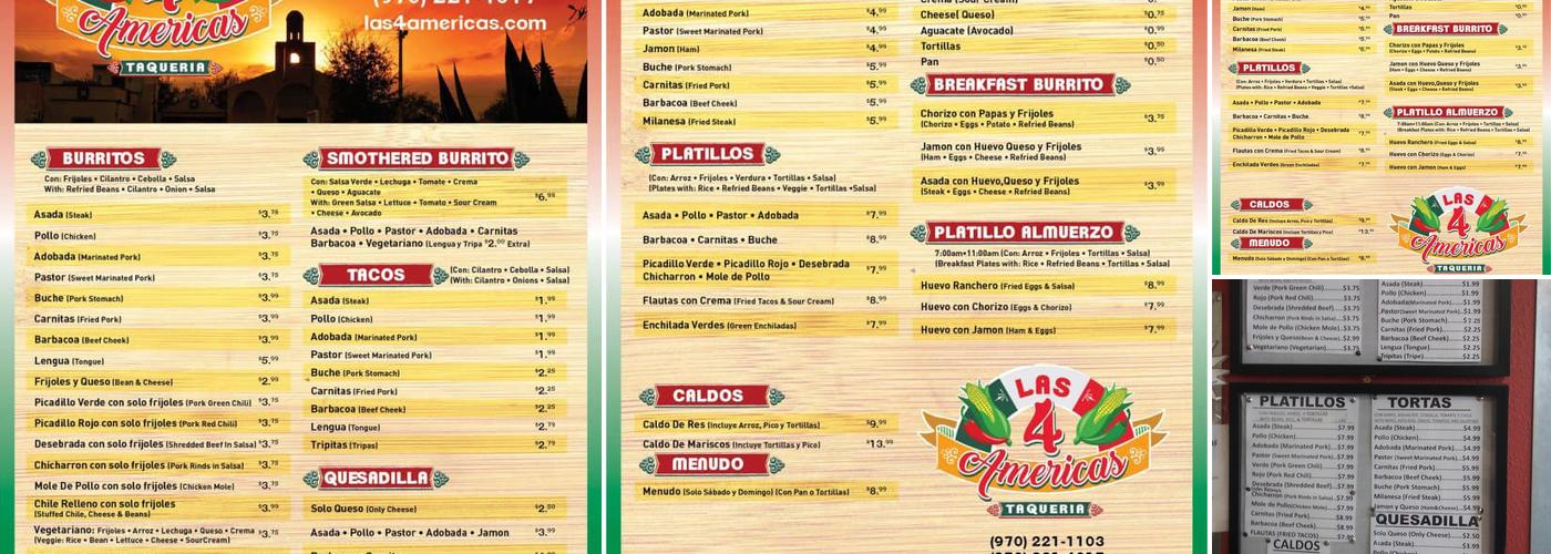 Tortillas Las 4 Americas Menu