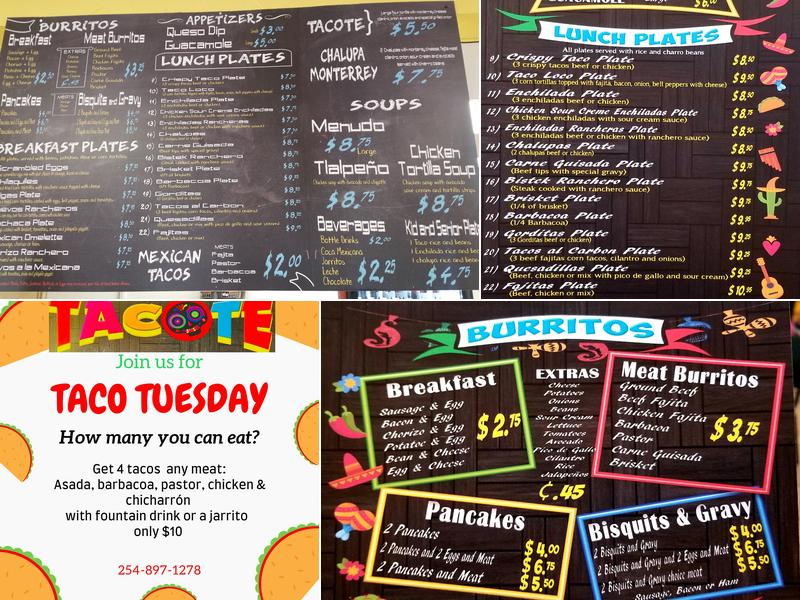 Tacote Menu