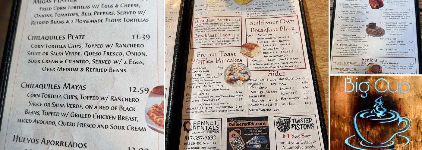 Big Cup Eatery Menu