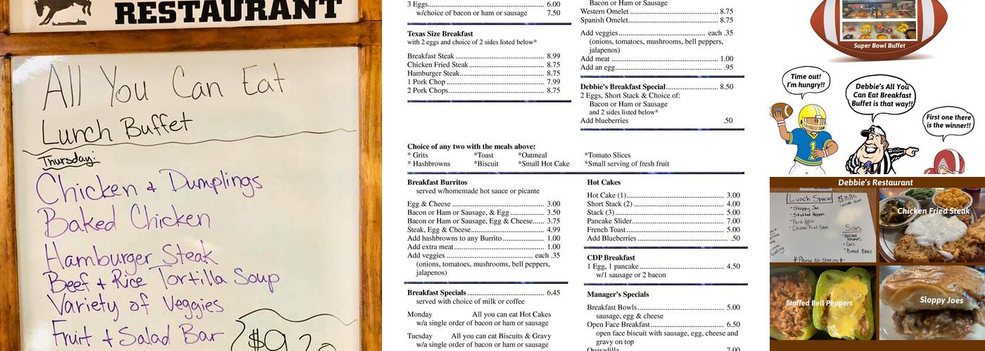 Debbie’s Restaurant Menu