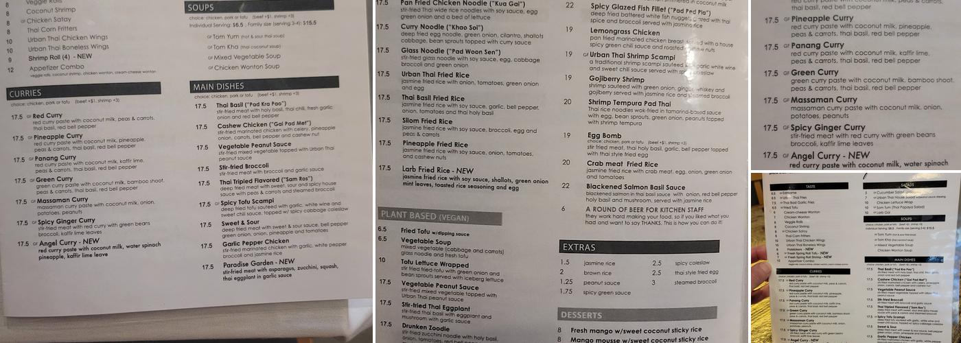 Urban Thai Menu