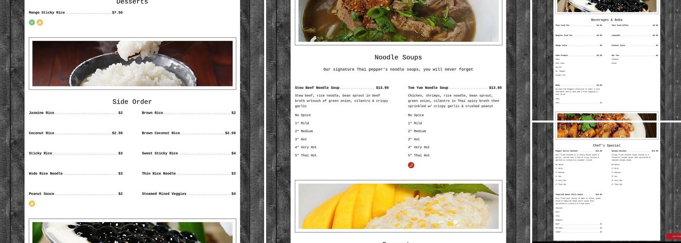 Thai Pepper Menu