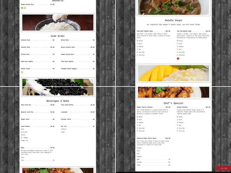 Thai Pepper Menu