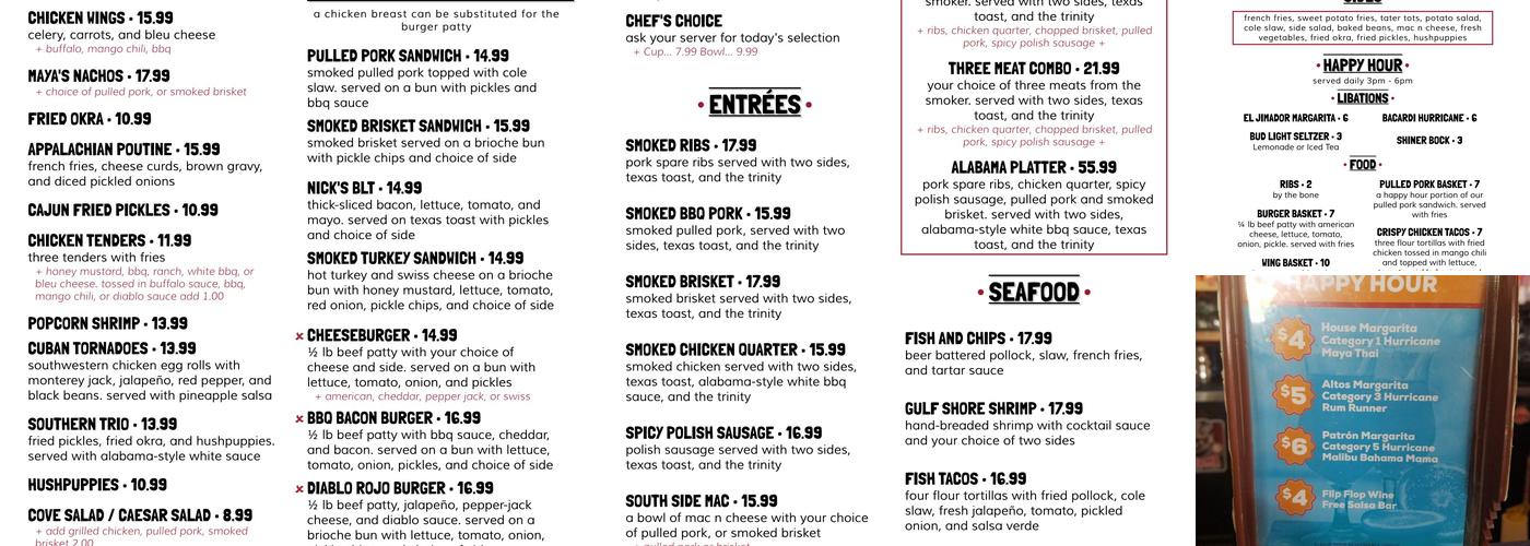 Maya Cove Menu