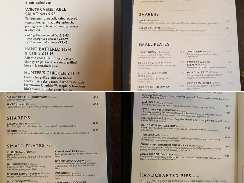 The Old Bank of England Menu