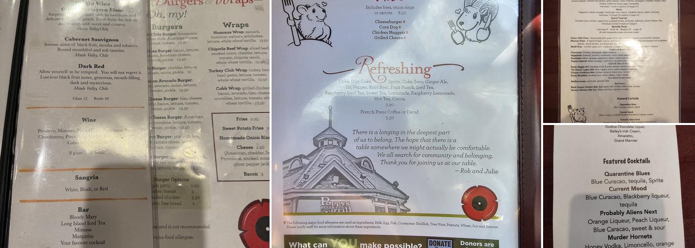 Poppy's Pizza & Grill Menu